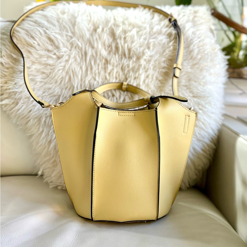 Yellow leather bucket bag - from Japan